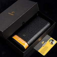 Cohiba Black Leather Cedar Lined 3 Tube Cigar Case Cedarhumidor Cigar Cases Cohiba Leather Cigar Case