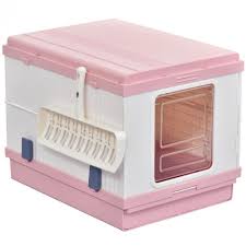 Maison De Toilette Pliable Portable Pour Chat Tiroir A Litiere Coulissant Porte Battante Transparente Pelle Fournis 43l X 54l X 42h Cm Rose Litiere Pour Chat Litiere Et Toilettage Animalerie Gifi