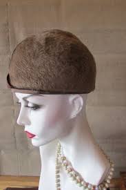 Vintage 1950's 60's Hat Turban Fuzzy Brown Helmet Hat Felted Imported Fur  Mystere Label Mid Century Topper **scroll Down for Details