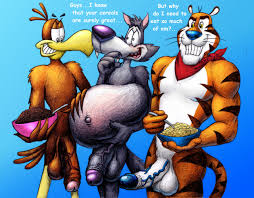 Post 3734723: Chip_the_Wolf Cocoa_Puffs Cookie_Crisp crossover  Frosted_Flakes mascots Sonny_the_Cuckoo_Bird ten-kun Tony_the_Tiger