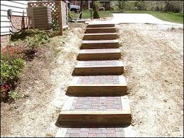 Hill Side Dyi Step Idea Brick And Wood Hillside Step Outdoor Stone Stone Walkway Outdoor Stairs
