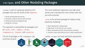 We provide an extensible framework for pipeable sequences of feature engineering steps provides preprocessing tools to be applied to data. Mara Averick On Twitter Missing Topepos Knowledge S Slides Code Recipes For Data Processing Https T Co Hqnbi6kpfw Rstats User2018 Tidymodels Https T Co Mpibkalstg