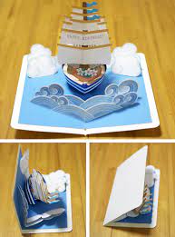 Tecnica De Pop Up Em Cartao De Aniversario Pop Up Card Sailing Ship Original Handmade By Kagisippo Pop Up Book Paper Pop Pop Up Cards
