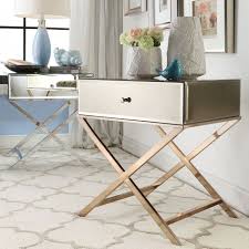Simple Modern Mirrored Accent Table With Drawer And Stainless Steel X Cross Legs Ideas Inspire Q Sofa End Tables Furniture