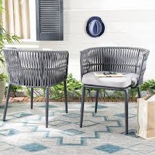 Safavieh Kiyan Gray Metal Stationary Dining Chair S With Gray Cushioned Seat Lowes Com In 2020 Patio Chairs Dining Chairs Grey Cushions