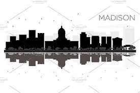 Black And White Denver Skyline Silhouette Madison City Skyline City Skyline City Skyline Silhouette City Silhouette