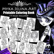 Set 7 Printable Coloring Book 15 Pages Myka Jelina Art Etsy Fairy Coloring Book Printable Coloring Book Coloring Books