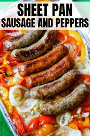 Sheet Pan Sausage Peppers That S On The Table In Less Than 30 Min In 2020 Italian Sausage Recipes Stuffed Peppers Hot Italian Sausage Recipes