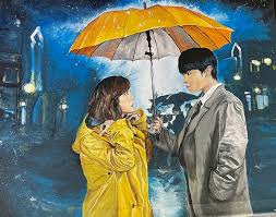 Korean drama-inspired acrylic painting of a scene