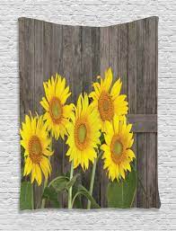 5.0 out of 5 stars 1. Sunflower Decor Wall Hanging Tapestry Helianthus Sunflowers Against Weathered Aged Fence Summer Garden Photo Print Bedroom Living Room Dorm Accessories By Ambesonne Walmart Com Walmart Com