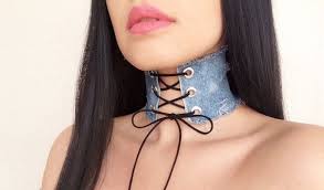 Denim Choker Jean Choker Distressed Denim Choker Necklace Choker Collar Choker Denim Choker Womens Necklaces Fashion Denim Jewelry