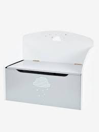 Banquette coffre de rangement pliable velours gris. Banc Coffre De Rangement Nuage Gris Blanc Vertbaudet