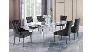 The standard dining table height is 28 to 30 inches tall. Sophie Mirrored Dining Table