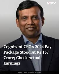 Cognizant CEO Ravi Kumar salary: Cognizant CEO Ravi Kumar's total annual  compensation rose to Rs 70 crore ($8.2 million) for the fiscal year 2024,  according to the company's recent filing with the