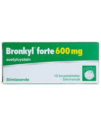 Acetylcystein (acetylcystein®, bronkyl®, mucomyst®, granon®) er godt kjent som motgift (antidot) ved paracetamolforgiftning. Bronkyl Forte 600mg Brusetabletter 10stk Apotek 1