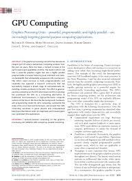 Gpus are commonly used for rendering graphics in gaming, but their power can be harnessed for general computing in modeling and deep learning tasks! Pdf Gpu Computing