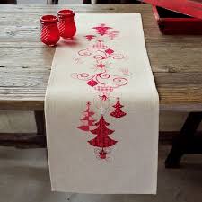Diy Farmhouse Embroidery Decor Table Runner With Xmas Tree Etsy In 2020 Red Christmas Decor Christmas Runner Christmas Table Decorations