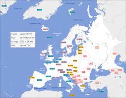 The most paid careers are law with average income 111,713 cad and n/a with income n/a. A Map Showing Average European Monthly Salary Mapporn