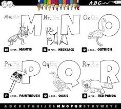 And kindergarten (a to z coloring pages). Premium Vector Educational Cartoon Alphabet Letters Set From M To R Coloring Book Page
