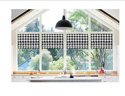 Photo illustrates two curved valances together on a double window; Custom Made Faux Roman Shade Valance In Black Amp White Houndstooth Print Fully Lined Ready To Hang Buy Online In Dominica At Dominica Desertcart Com Productid 59714170