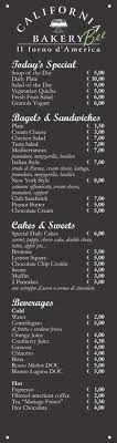 California Bakery Milano California Bee Menu Di Caffetteria Panetterie Idee Per Presentazione