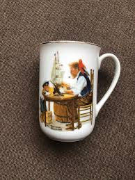 Norman Rockwell Vintage Coffee Mug Set A Good Boy The Cobbler 1982 Gold Rimmed In 2020 Vintage Coffee Mugs Set Coffee Mug Sets