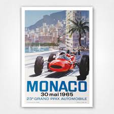 1967 monaco grand prix original poster by michael turner. Monaco Grand Prix 1965 Michael Turner Heritage Posters