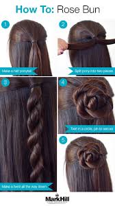 If you have medium to long hair, follow the detailed step by step tutorials so you can recreate it yourself at home. Easy Step By Step Hair Tutorial Rose Bun Hair Styles Medium Length Hair Styles Medium Hair Styles