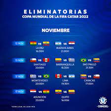 Asimismo, se analizará agregar una doble fecha en enero de 2022 con el fin de acabar las eliminatorias en marzo de ese año.​ . Horarios Confirmados Para Las Fechas 3 Y 4 De Las Eliminatorias Sudamericanas Conmebol