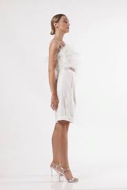 5 out of 5 stars. Lara White Ostrich Feather Crop Top Ambar Studio