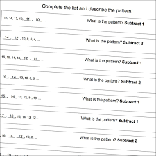 Math Worksheets Number Patterns With Negatives Math Worksheets Number Patterns Worksheets Printable Math Worksheets
