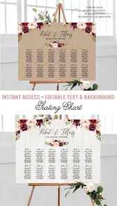 Burgundy Floral Wedding Seating Chart Template Marsala
