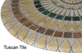 Outdoor Tables Mosaic Table Cloth Round 36 To 48 Elastic Edge Fitted Vinyl Table Cover Tuscon Tile Pattern Brown Vinyl Table Covers Tuscan Tile Mosaic Table