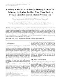 Check spelling or type a new query. Pdf Recovery Of Run Off Of The Sewage Refinery A Factor For Balancing The Isfahan Borkhar Plain Water Table In Drought Crisis Situation In Isfahan Province Iran Kaveh Ostad Ali Askari And Mohammad Shayannejad