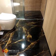 Creating An Up Class Luxurious Look And Feel For This Master Bedroom En Suite With Gorgeous Gold Streaks On A Pure B Epoxy Floor Metallic Epoxy Floor Flooring
