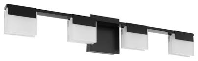 Maybe you would like to learn more about one of these? 4 Light 28 5w Led Bath Vanity Light Matte Black Frosted Glass Bathroom Vanity Lighting By Buildcom Houzz