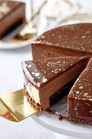 Nutella Brownie Mousse Cake With Milk Chocolate Mirror Glaze Love And Olive Oil Recipe Chocolate Dessert Recipes Desserts Mousse Cake Recipe