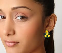 Embroidered Fabric Earrings : Handmade