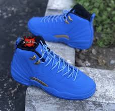 Black And Blue 12s 2020 Custom Air Jordan Melo Blue Gold Xii 12 Katty Customs In 2020 Jordan Shoes Girls Fresh Shoes Sneakers Fashion