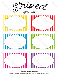 Free Printable Striped Name Tags The Template Can Also Be Used For Creating Items Like Label Name Tag Templates Tag Templates Labels Printables Free Templates