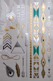 This kit can create literally any flash tattoo! These Trendy Diy Temporary Flash Tattoos Feature A Wide Variety Of Designs In Gold And Silver Metallic Ma Flash Tattoos Gold Gold Tattoo Gold Temporary Tattoo