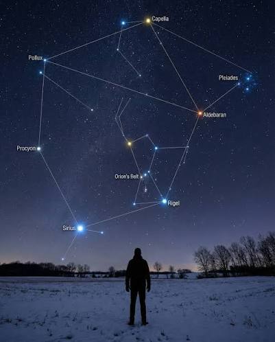 🤩Sky Tonight: Hunt down the Winter Hexagon (also known as the Winter  Circle). This isn't a constellation itself, but a massive "asterism", which  is a pattern of stars that connects the brightest