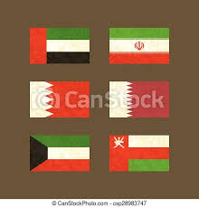 Die farben der flagge sind die proportion der bahrainischen flagge beträgt 3:5. Iran Oman Bahrain Flaggen Uae Kuwait Qatar Grunge Iran Effect Licht Oman Bahrain Flaggen Uae Kuwait Qatar Canstock