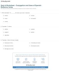 Quiz Worksheet Conjugation And Uses Of Spanish Reflexive