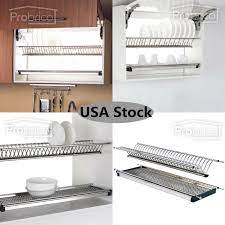 2 Tier Stainless Steel Folding Dish Drying Dryer Racks Drainer Plate For Cabinet Ebay Dish Rack Drying Home Decor Kitchen Kitchen Organization