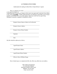 Use this form to request for bank certification, checkbook reorder, stop payment order application, or stop payment cancellation. Fillable Online Authorization For Mailing Of Utility Bills To Tenant Owners Agent Fax Email Print Pdffiller