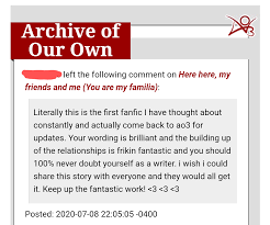 An archive of our own, a project of the organization for transformative works. Ao3 Comment Of The Day I Ll Carry This Comment With Me As Long As I