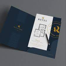 revel folder and floorplan design and layout from imagewerks marketing designed creative folder design business card design creative brochure design creative