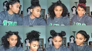 Wind the ponytail around the base of the hair tie to form the bun. Cheat Sheet 10 Quick And Easy Hairstyle Videos That Every Curly Girl Needs For School Curlyhair Com