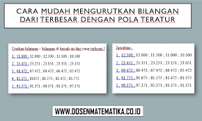 Nah, kalau kamu ketinggalan menyaksikan tayangannya, simak rangkuman dan soalnya di artikel ini, ya! Cara Mudah Mengurutkan Bilangan Dari Terbesar Dengan Pola Teratur